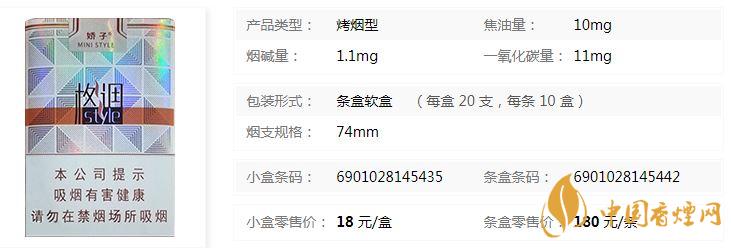 嬌子格調(diào)短支多少錢(qián)一盒價(jià)格 嬌子格調(diào)短支價(jià)格及參數(shù)詳情